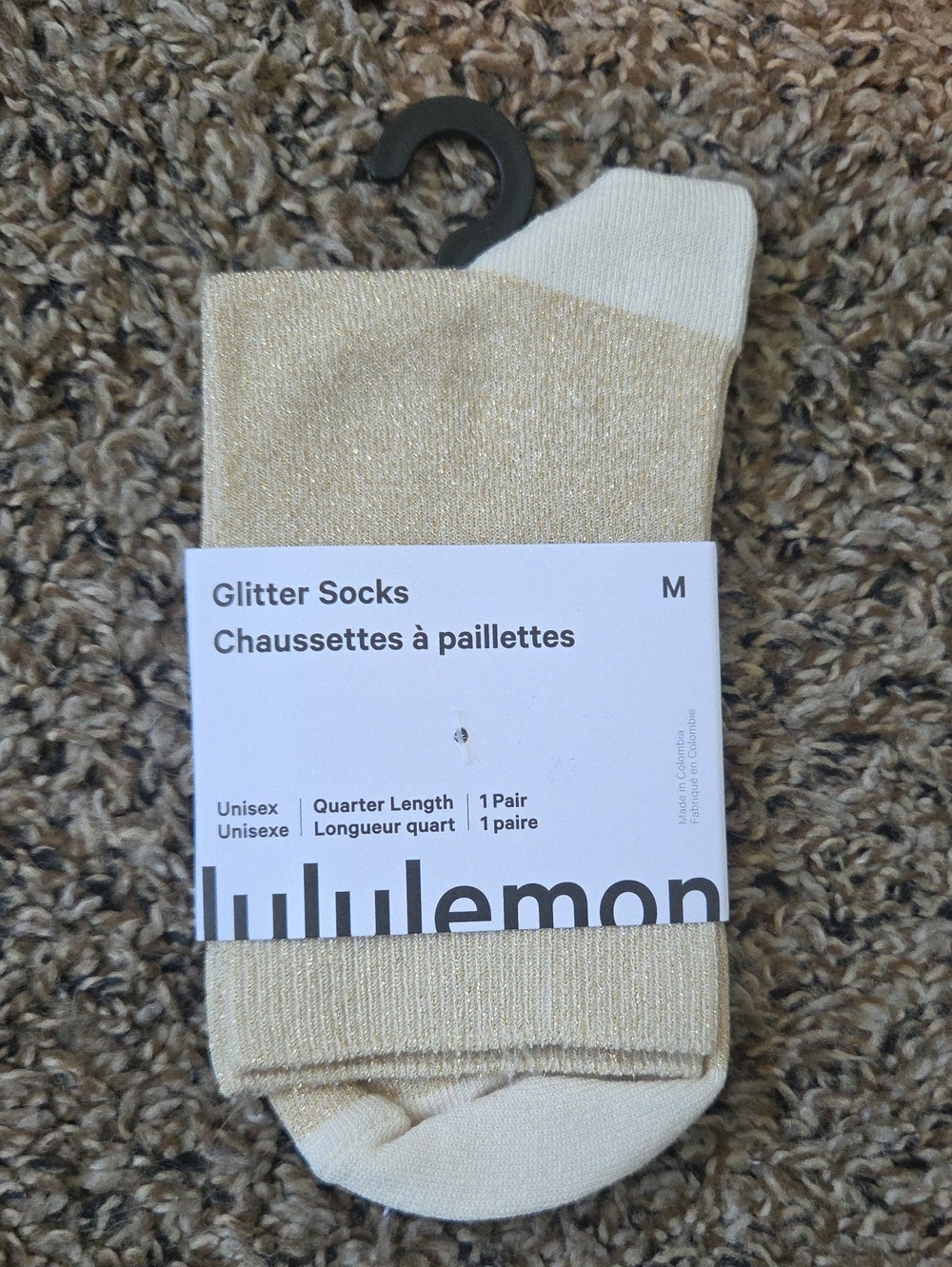lululemon athletica Glitter Quarter Socks - Gold & Cream